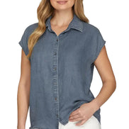 Chambray Button Down Top