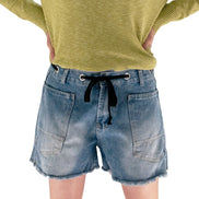 Drawcord Waist Denim Shorts