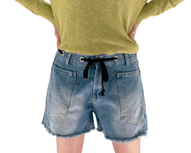 Drawcord Waist Denim Shorts