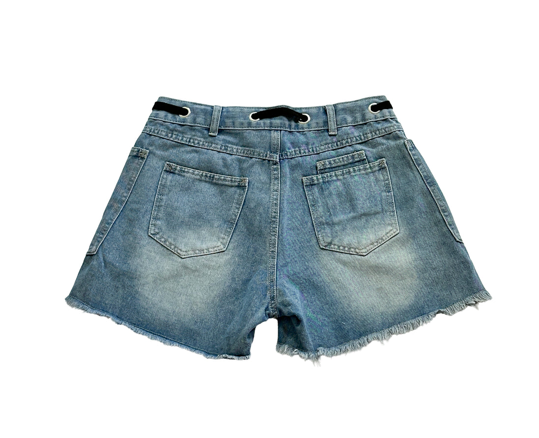 Drawcord Waist Denim Shorts