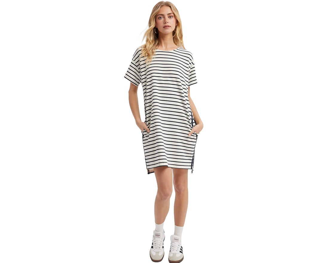 Navy and White Striped T-Shirt Dress