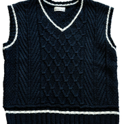 Varsity Style Cable Knit Sweater Vest