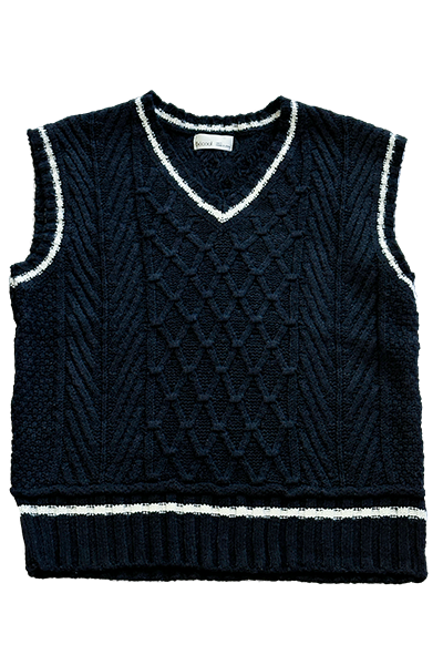 Varsity Style Cable Knit Sweater Vest